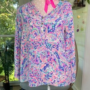 Lilly Pulitzer Elsa La Playa silk blouse size small